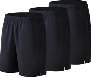 3 Pack 7" Men's Running Shorts Athletic Gym Shorts Lightweight Quick Dry Workout Short with Pockets Black-Black-Black XXXL