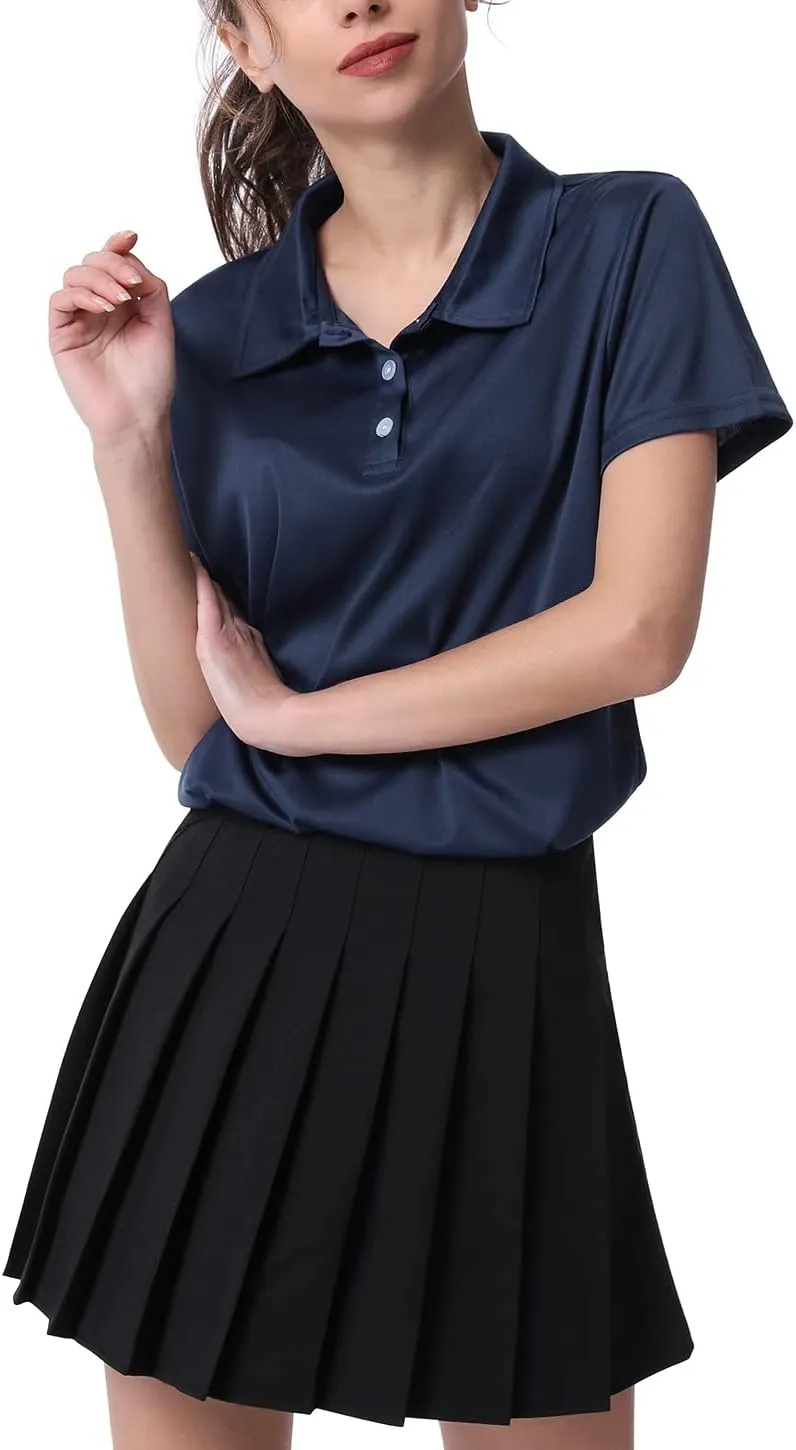 3-Pack Women's Short-Sleeve Sport Polo Shirts Quick Dry Moisture-Wicking Activewear Polos Tops for Work