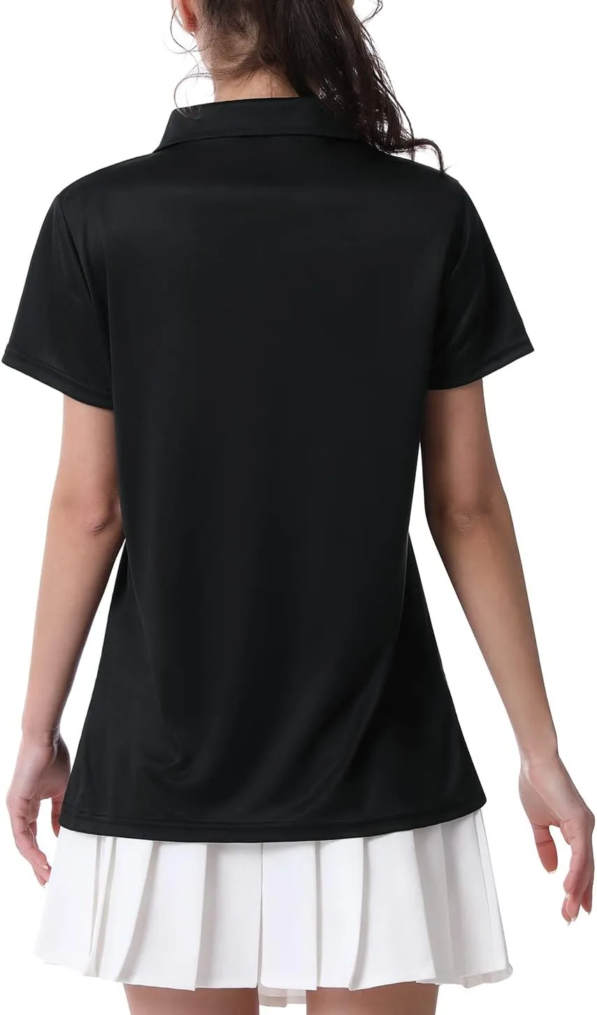 3-Pack Women's Short-Sleeve Sport Polo Shirts Quick Dry Moisture-Wicking Activewear Polos Tops for Work