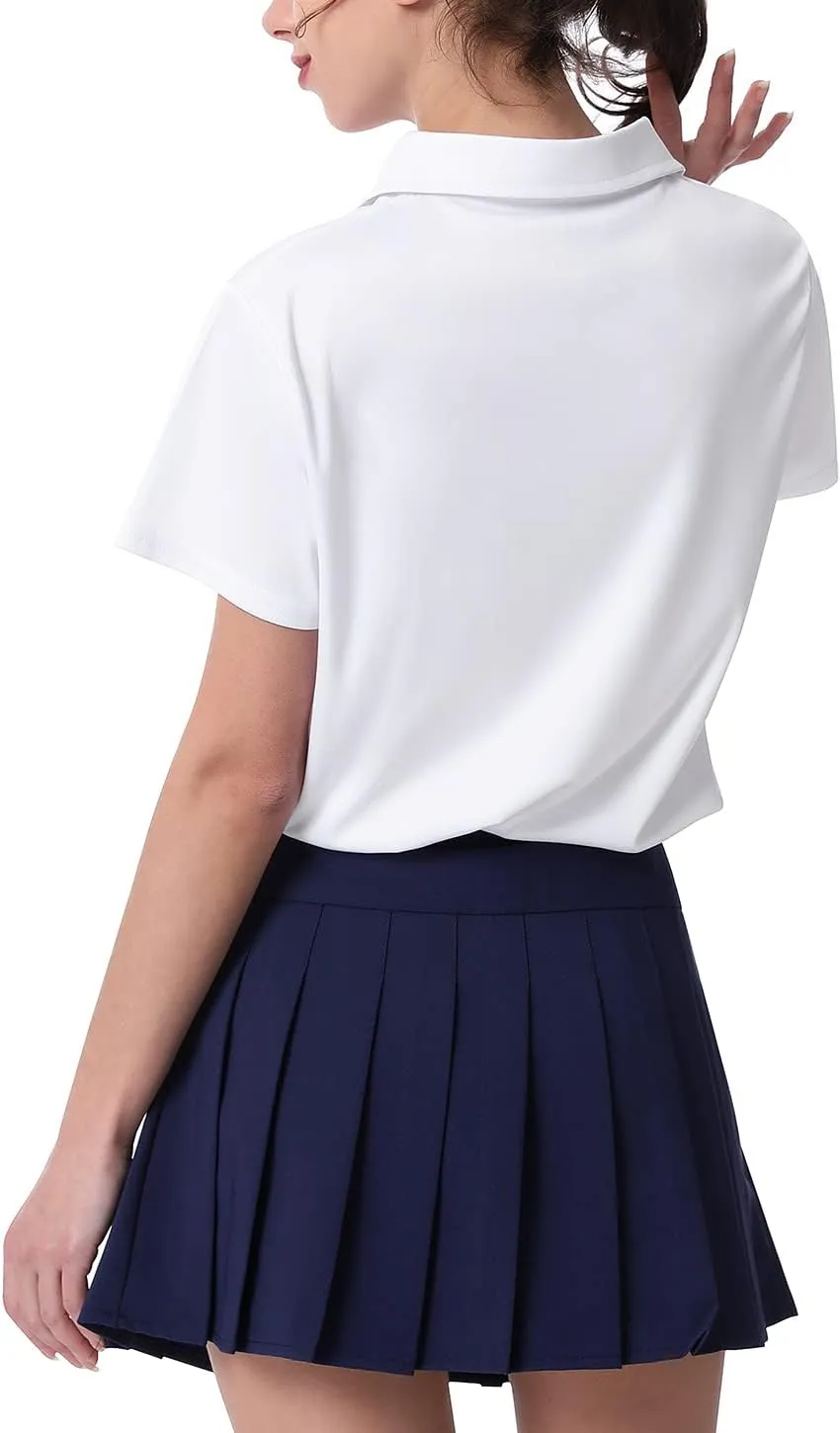 3-Pack Women's Short-Sleeve Sport Polo Shirts Quick Dry Moisture-Wicking Activewear Polos Tops for Work