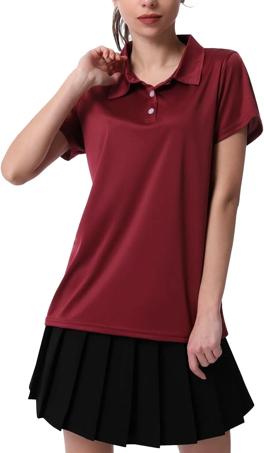 3-Pack Women's Short-Sleeve Sport Polo Shirts Quick Dry Moisture-Wicking Activewear Polos Tops for Work