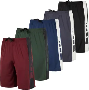 5 Pack Men's Active Quick Dry Fit Shorts - Athletic Running Gym Workout Casual Shorts with Pockets Bulk