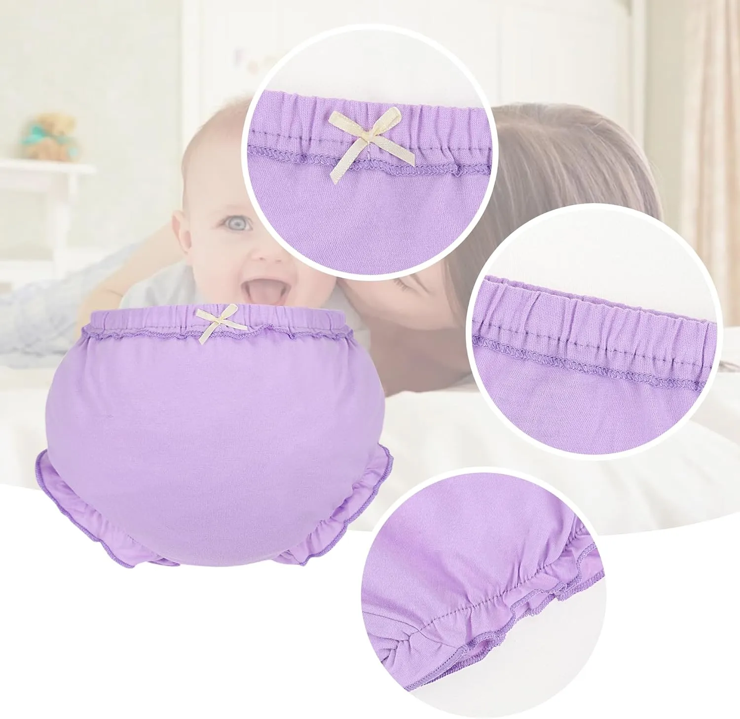 5 Pcs Baby Bloomers Diaper Cover for Toddler Girls Soft Cotton Shorts Toddler Undies