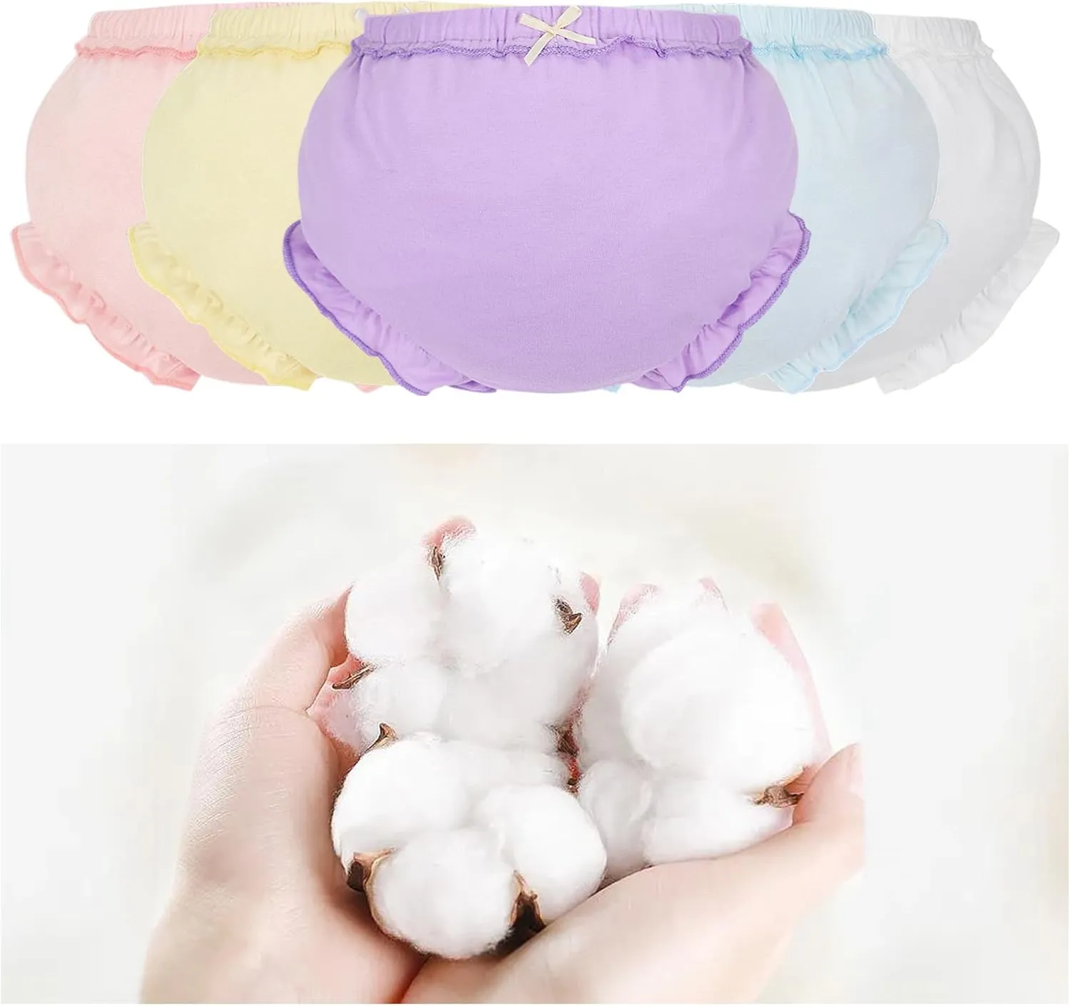 5 Pcs Baby Bloomers Diaper Cover for Toddler Girls Soft Cotton Shorts Toddler Undies