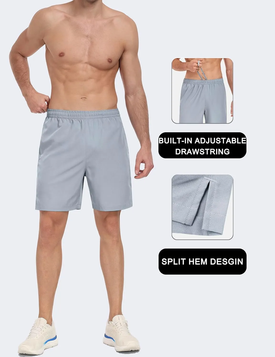 7" Men's Running Shorts Athletic Gym Shorts Lightweight Quick Dry Workout Short with Pockets