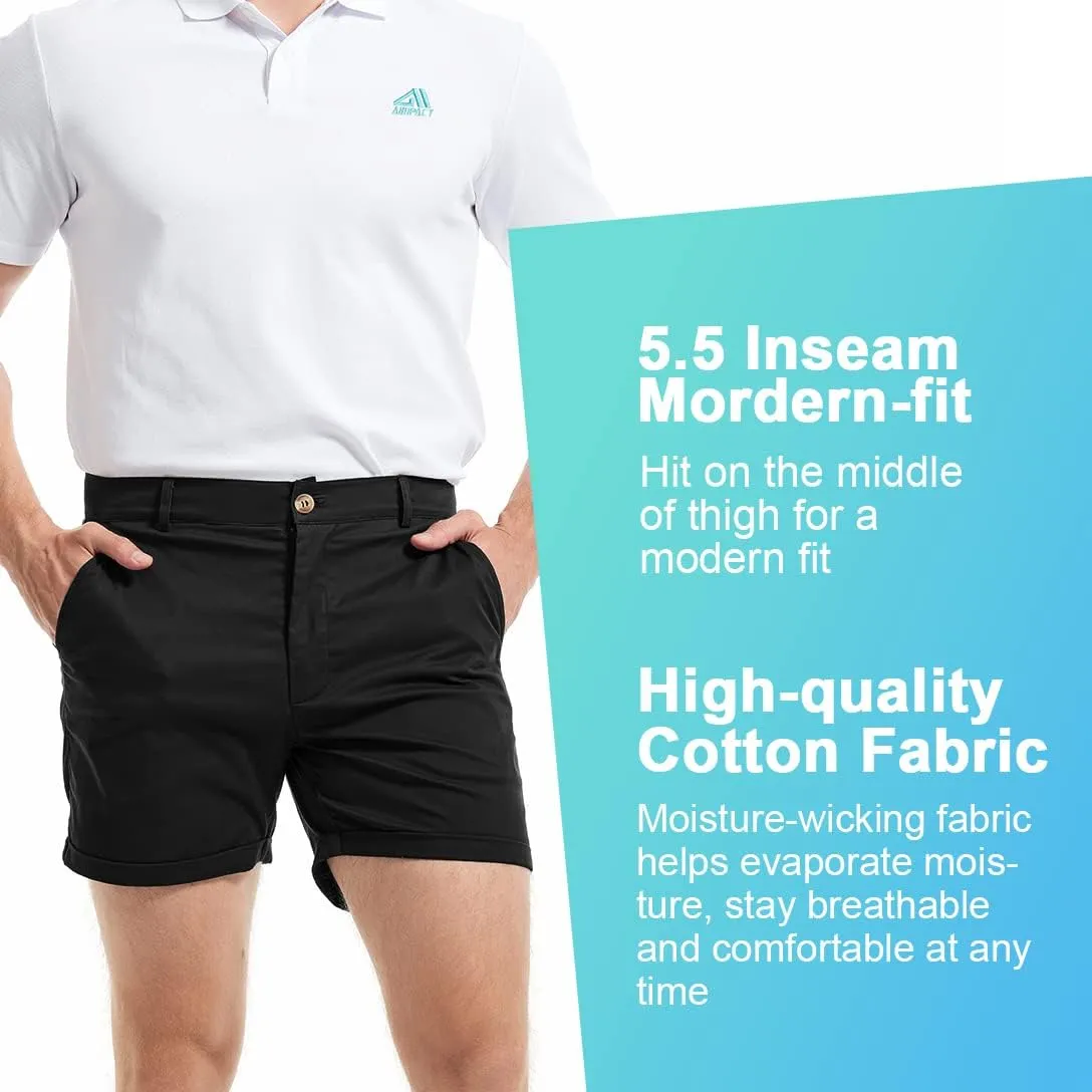 AIMPACT Mens Chino Shorts Slim-fit 5.5" Flat Front Stretch Casual Short Shorts