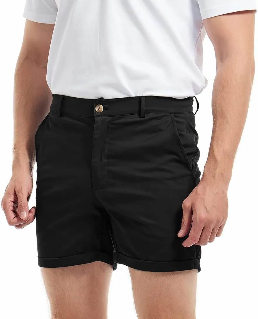AIMPACT Mens Chino Shorts Slim-fit 5.5" Flat Front Stretch Casual Short Shorts