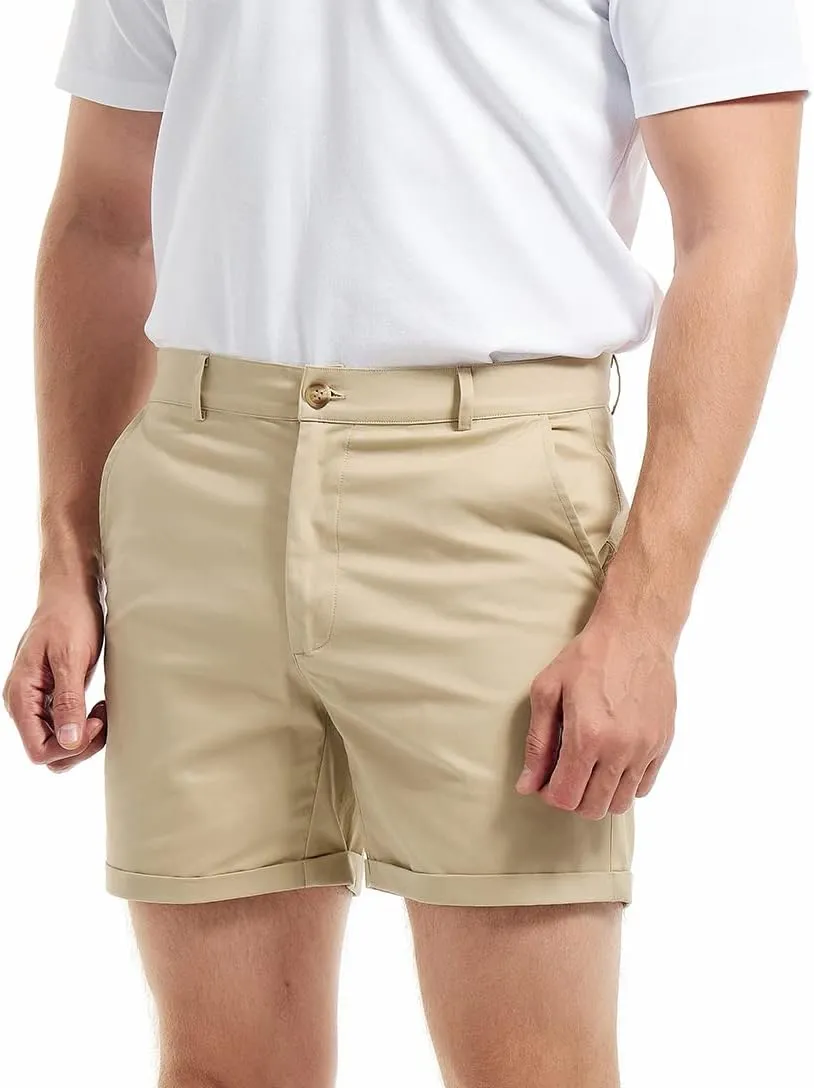 AIMPACT Mens Chino Shorts Slim-fit 5.5" Flat Front Stretch Casual Short Shorts
