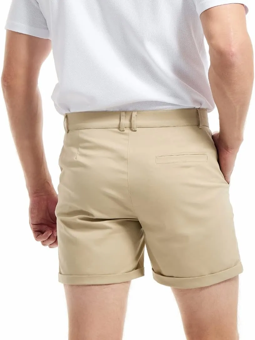 AIMPACT Mens Chino Shorts Slim-fit 5.5" Flat Front Stretch Casual Short Shorts