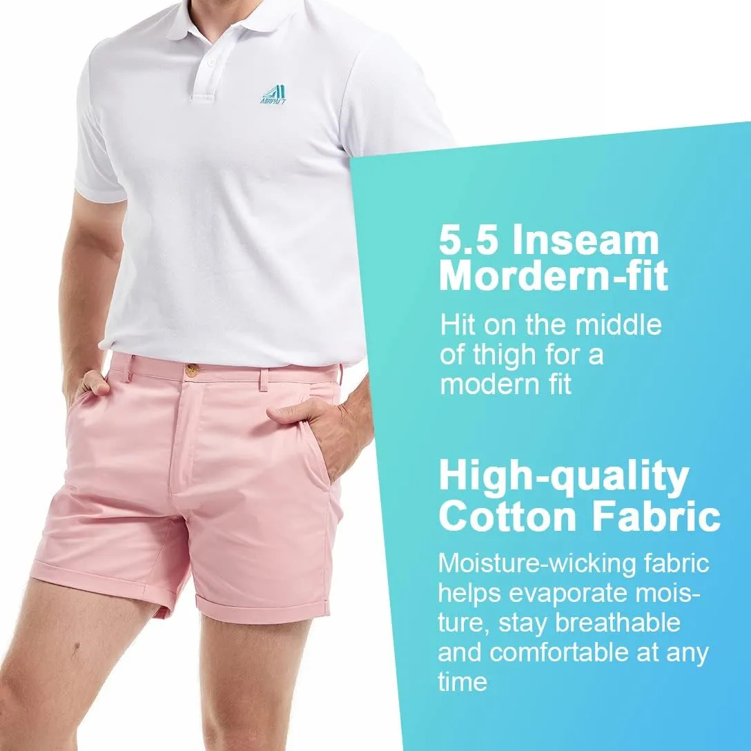 AIMPACT Mens Chino Shorts Slim-fit 5.5" Flat Front Stretch Casual Short Shorts