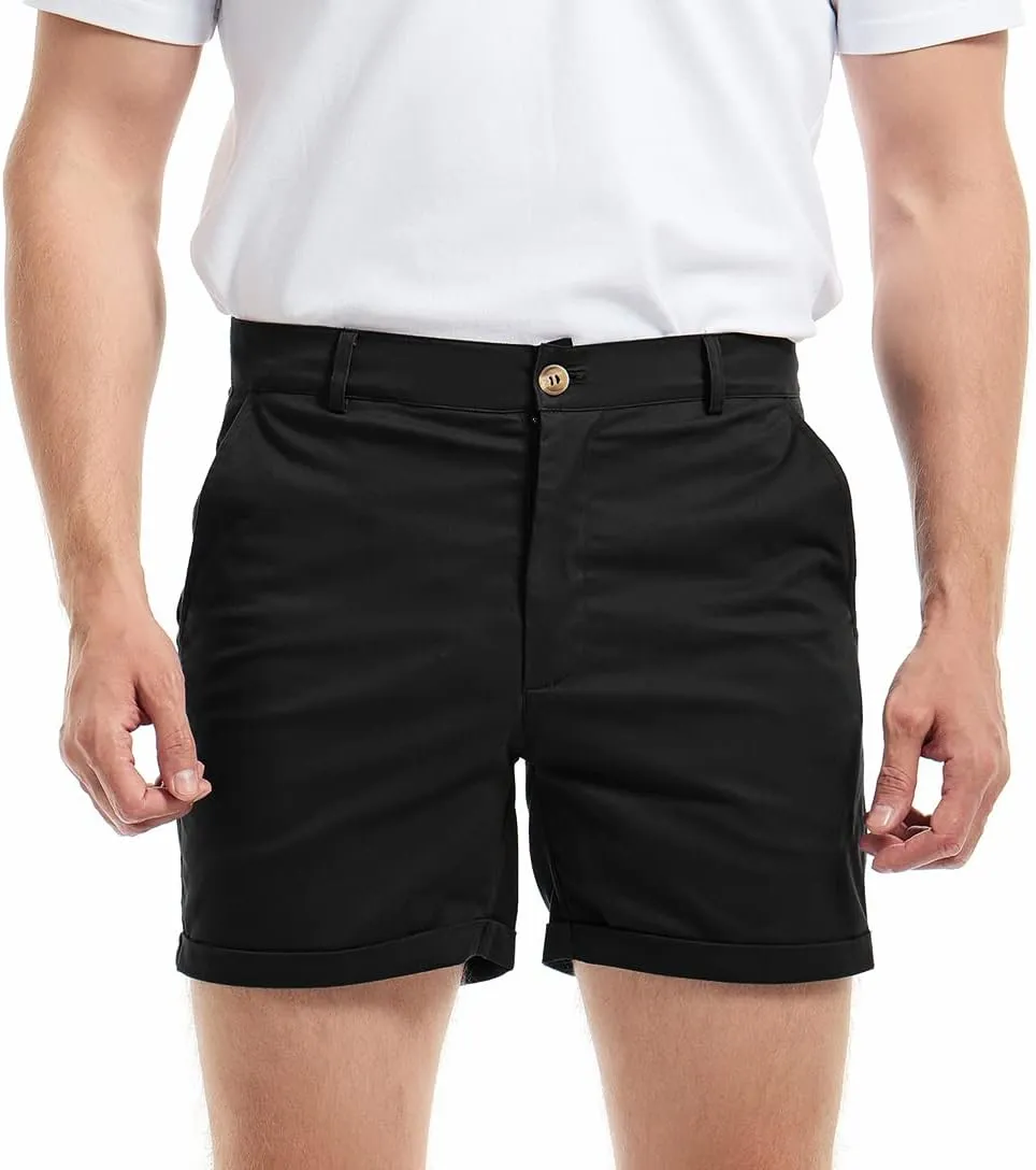 AIMPACT Mens Chino Shorts Slim-fit 5.5" Flat Front Stretch Casual Short Shorts