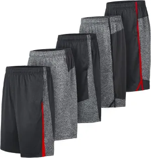 Athletic Shorts for Men - 5 Pack Pack Men's Activewear Quick Dry Basketball Shorts - Workout, Gym, Running