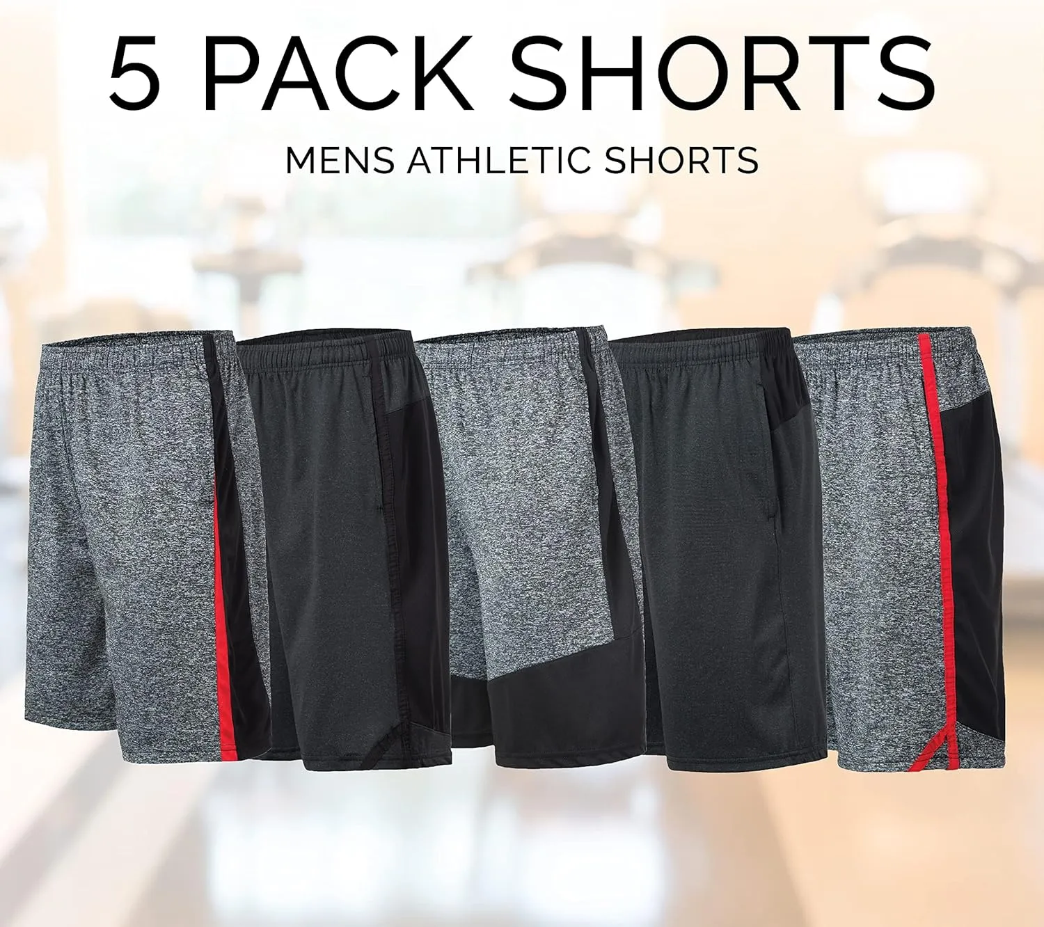 Athletic Shorts for Men - 5 Pack Pack Men's Activewear Quick Dry Basketball Shorts - Workout, Gym, Running