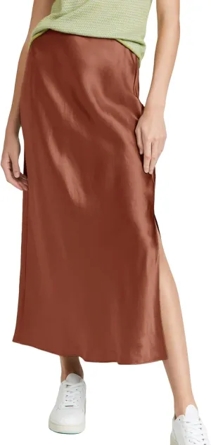 ATHX Women's Satin Long Skirt Dressy 2024 Summer High Waisted Silk A Line Split Elegant Maxi Skirts