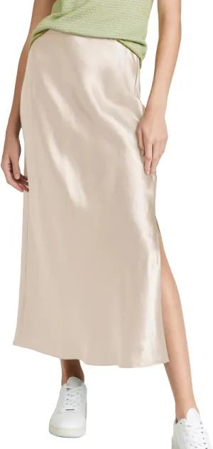 ATHX Women's Satin Long Skirt Dressy 2024 Summer High Waisted Silk A Line Split Elegant Maxi Skirts