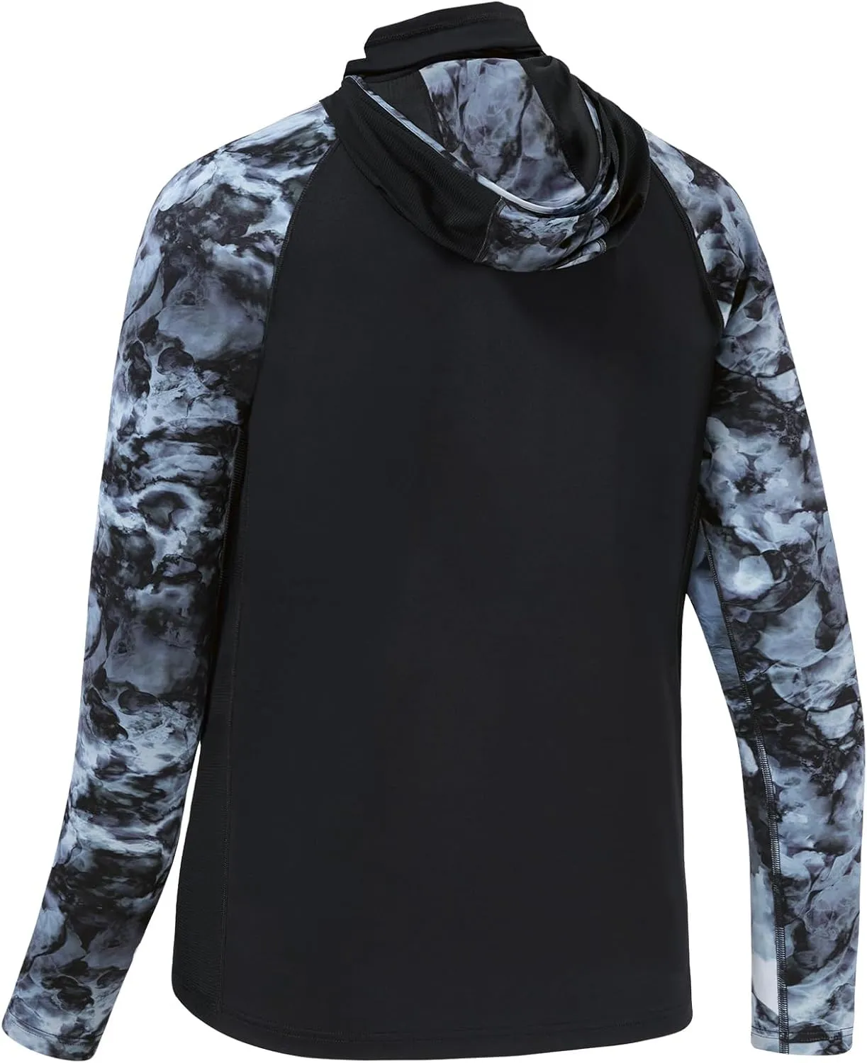 BASSDASH Men's UPF 50  Camo Hoodie Shirt with Mask Long Sleeve Sun Protection Neck Gaiter Hooded Tee for Fishing Hiking