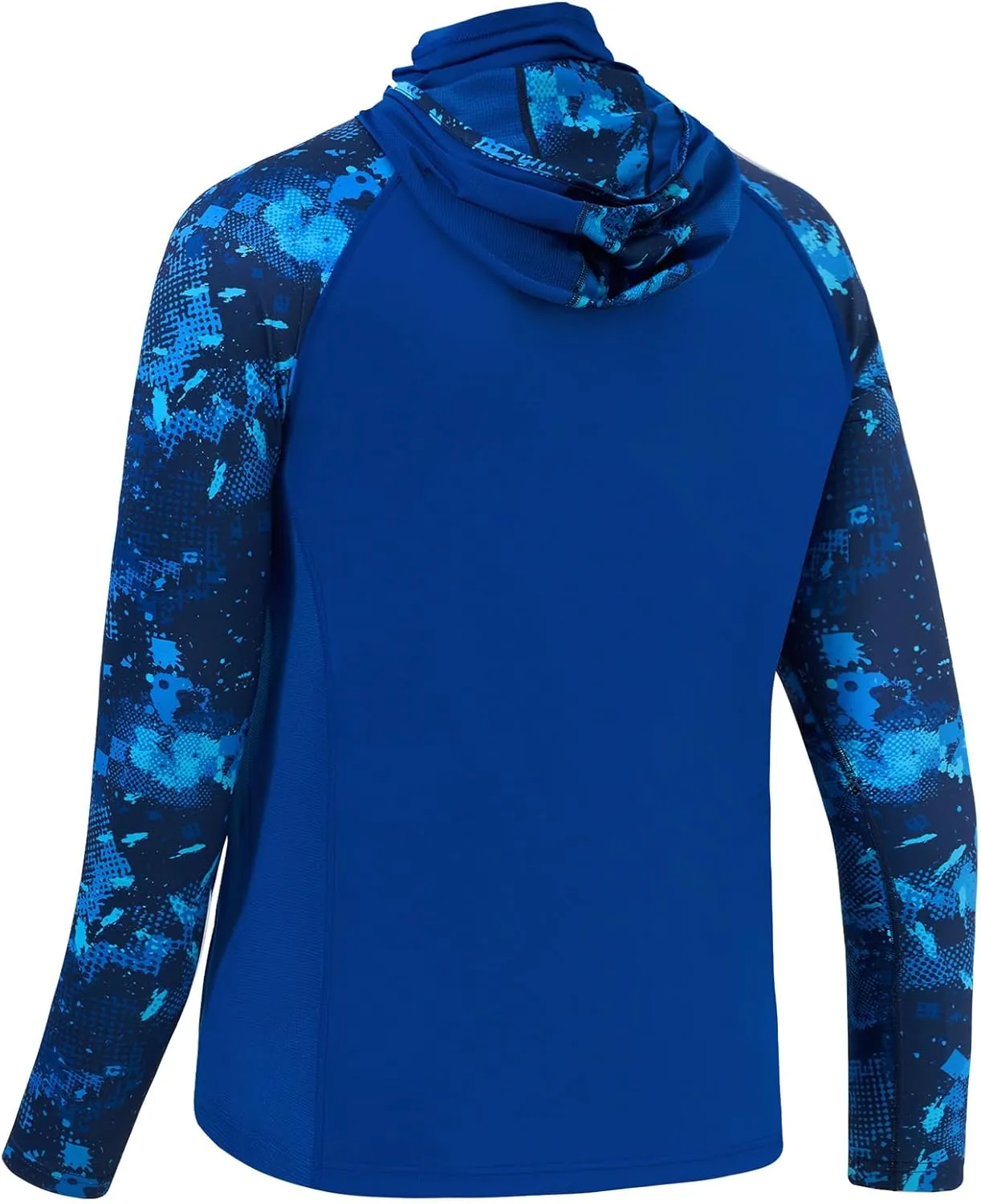 BASSDASH Men's UPF 50  Camo Hoodie Shirt with Mask Long Sleeve Sun Protection Neck Gaiter Hooded Tee for Fishing Hiking