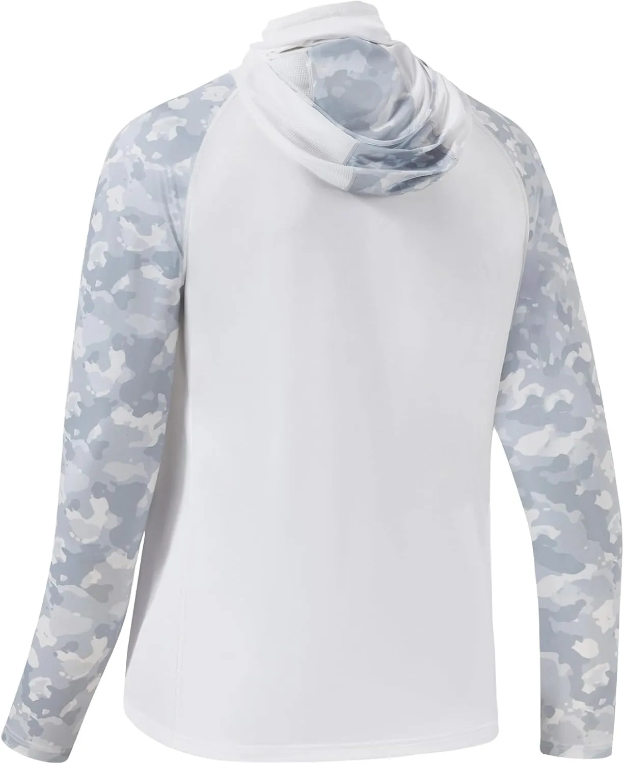 BASSDASH Men's UPF 50  Camo Hoodie Shirt with Mask Long Sleeve Sun Protection Neck Gaiter Hooded Tee for Fishing Hiking