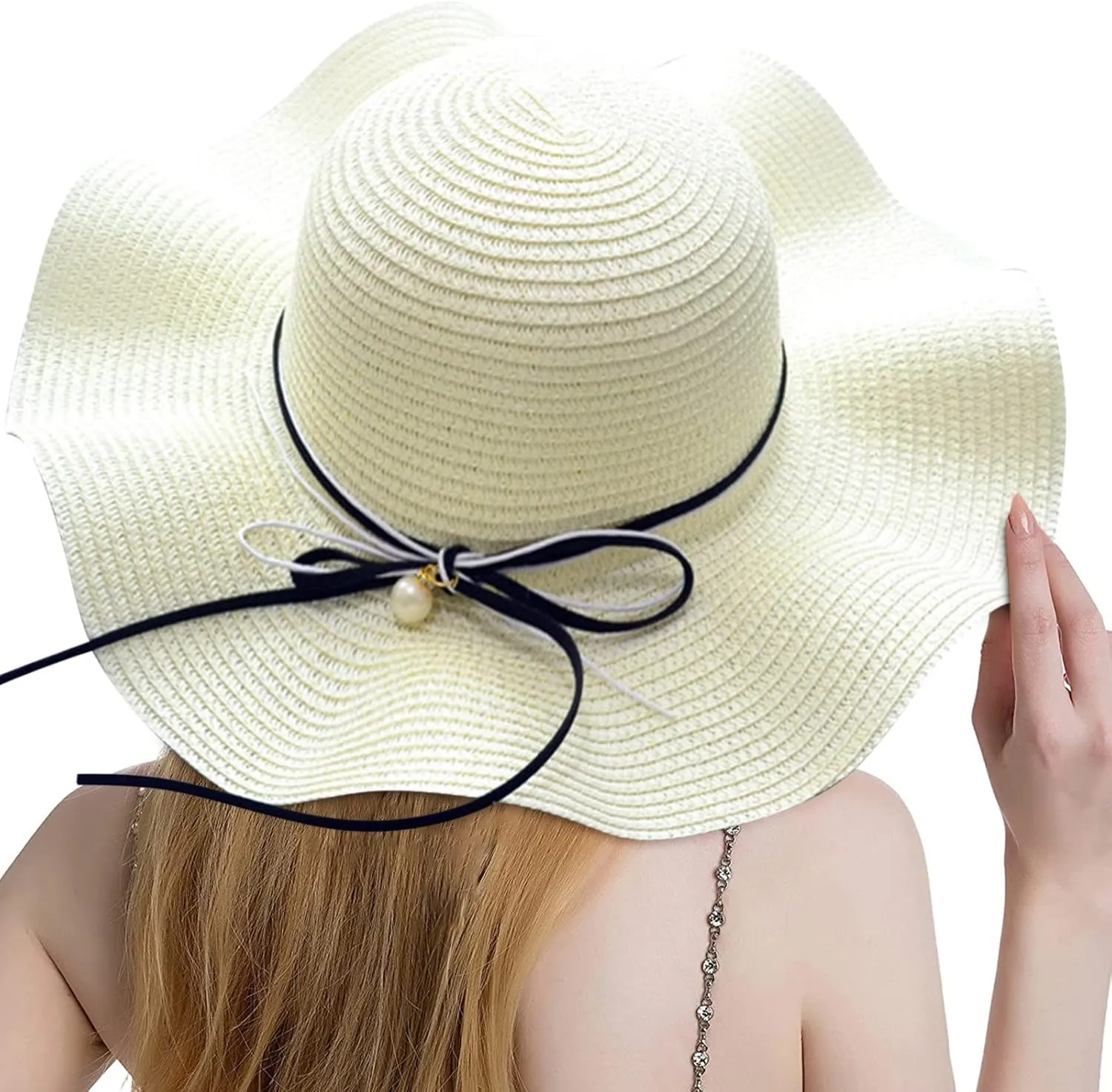 Beach Hats for Women, Wide Brim Sun Hat Foldable Summer Floppy Hat Summer Outdoor Sunshade Beach Hats for Women