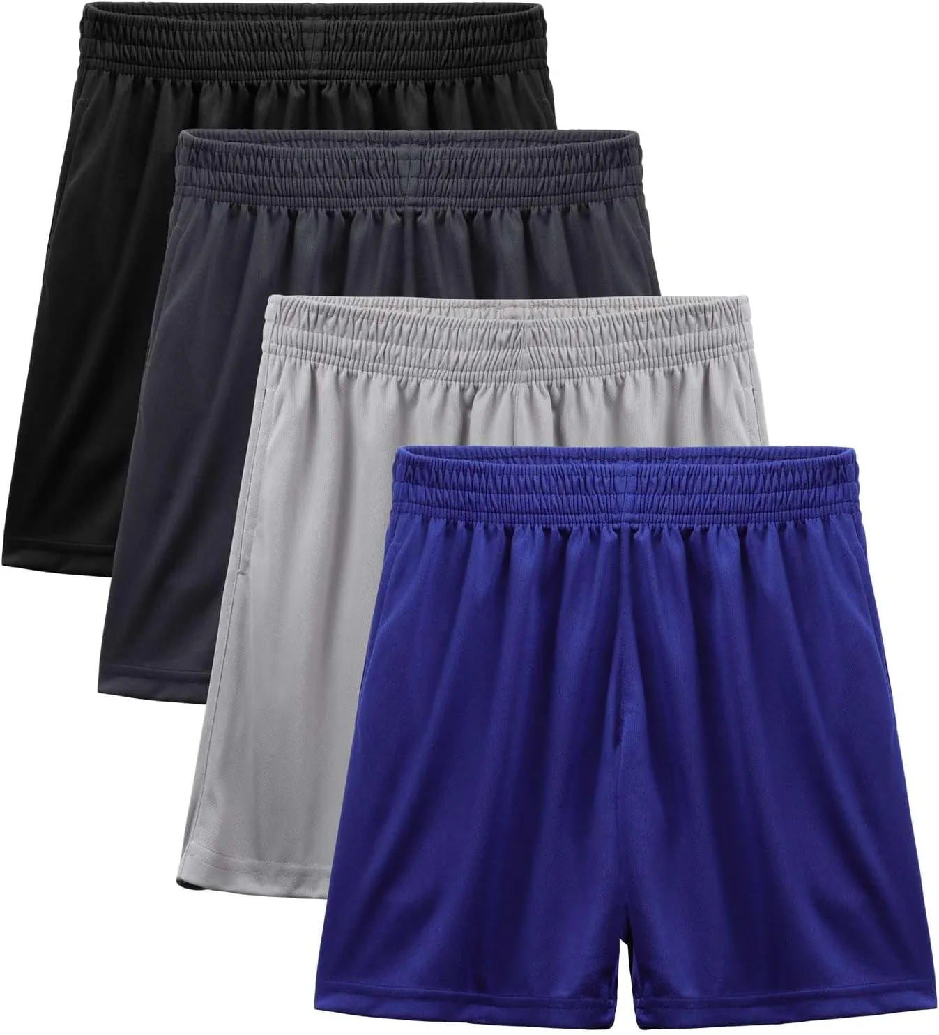 BEARAE Boys Athletic Shorts, Quick Dry Youth Basketball Shorts with Pockets Elastic Waistband, Sport Cargo Short Activewear