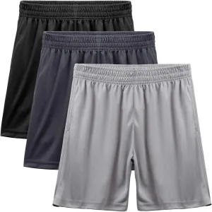 BEARAE Boys Athletic Shorts, Quick Dry Youth Basketball Shorts with Pockets Elastic Waistband, Sport Cargo Short Activewear