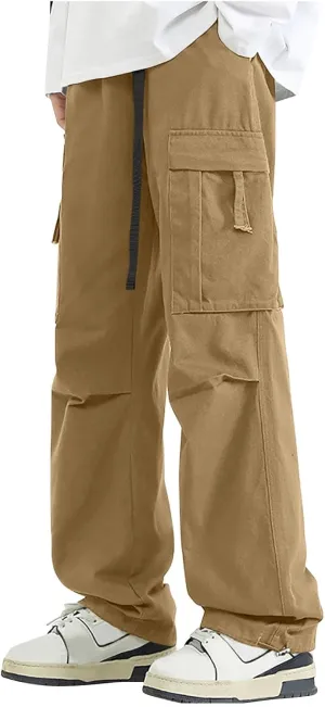Big and Tall Straight Leg Jogger Sweatpants for Men Baggy Elastic Waist Drawstring Cargo Pant Casual Workout Trousers