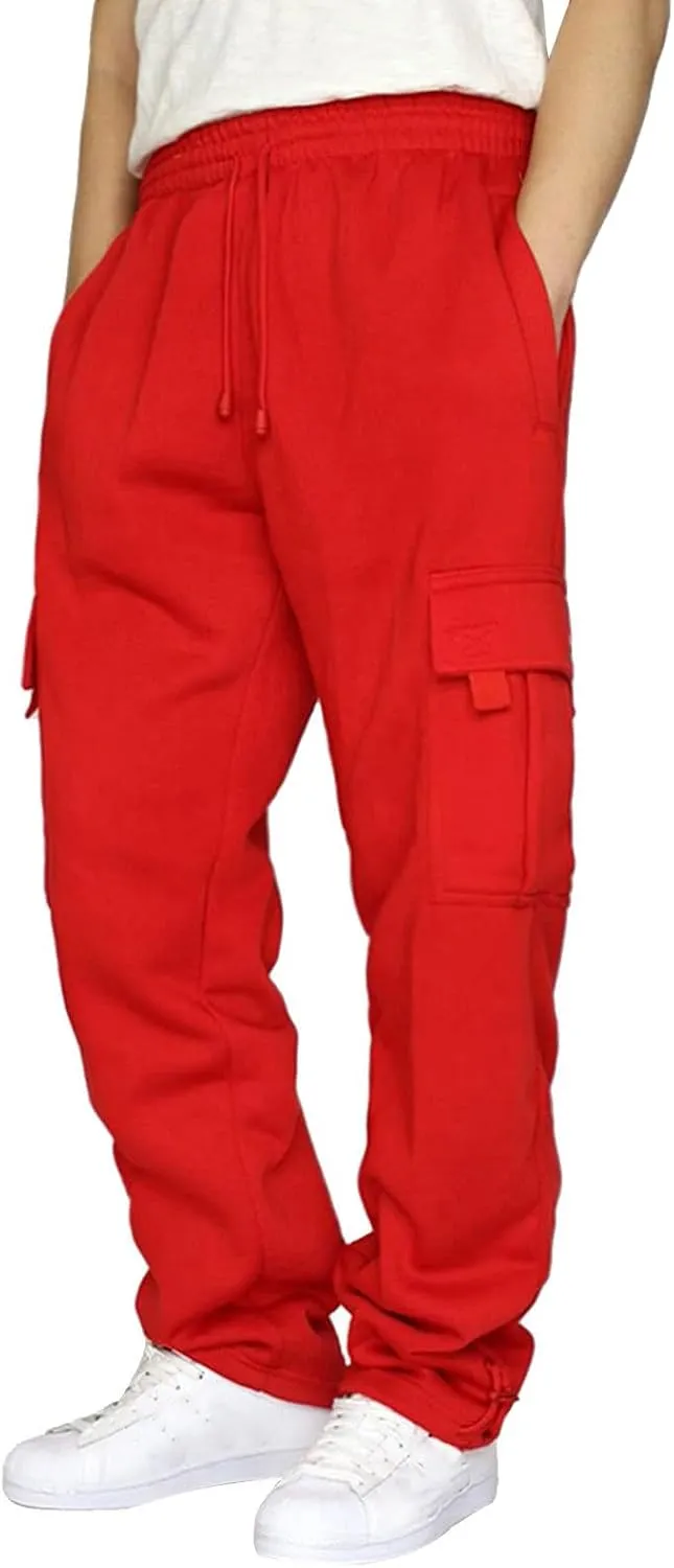 Big and Tall Sweatpants for Men Baggy Cargo Pants Straight Leg Elastic Waist Joggers Pants Casual Drawstring Trousers