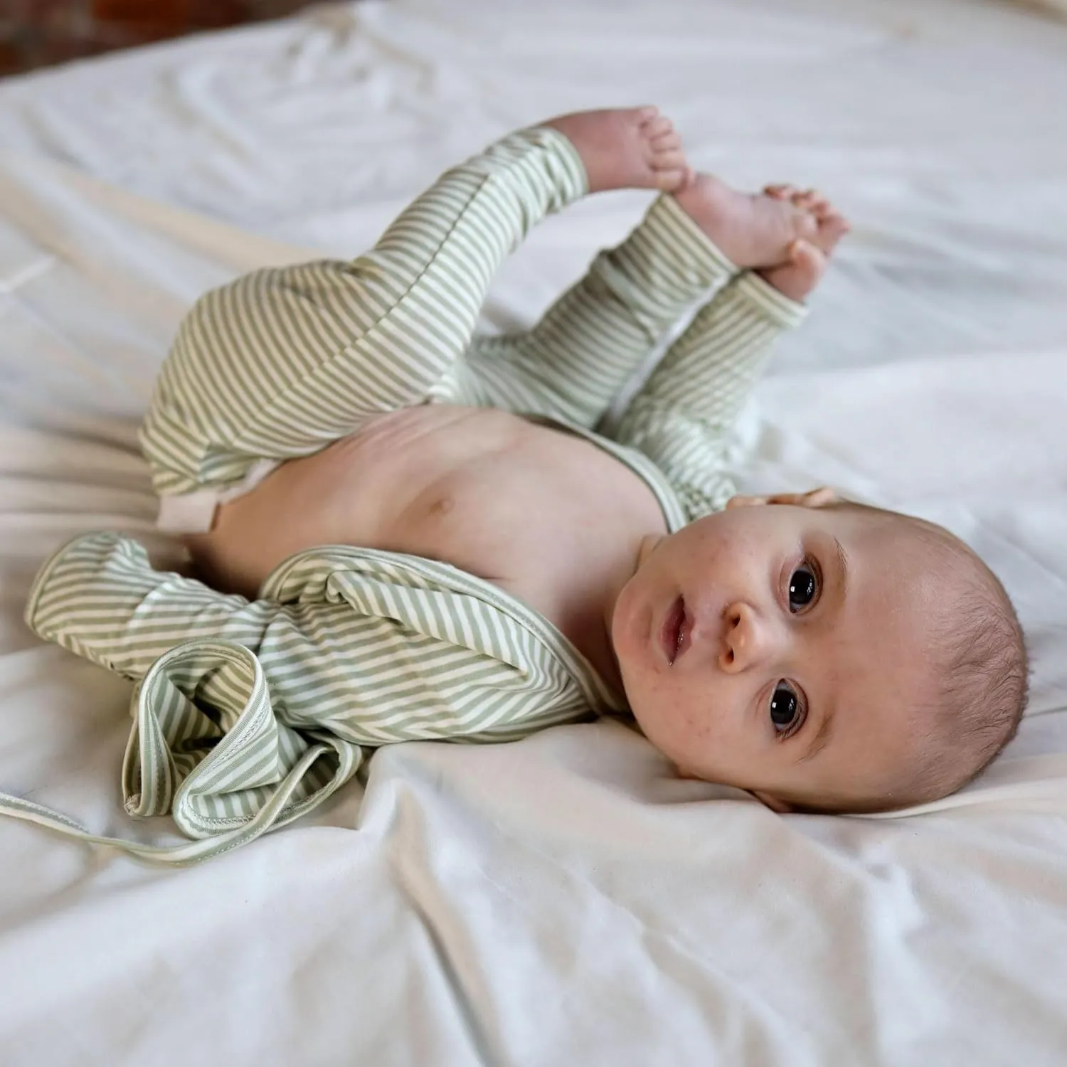Bonsie Skin to Skin Babywear Two Piece Set - Baby Two Piece with Green Striped Pattern - Mint Twist