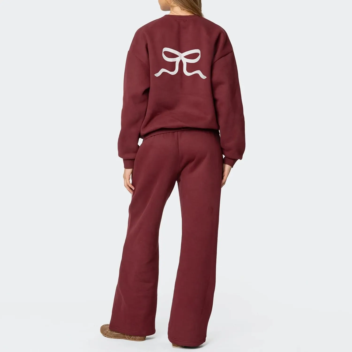 Bow Sweatsuits for Women Two Piece Tracksuit Graphic Oversized Hoodie Sweatshirt Sweatpants Sweat Set for Teen Girl