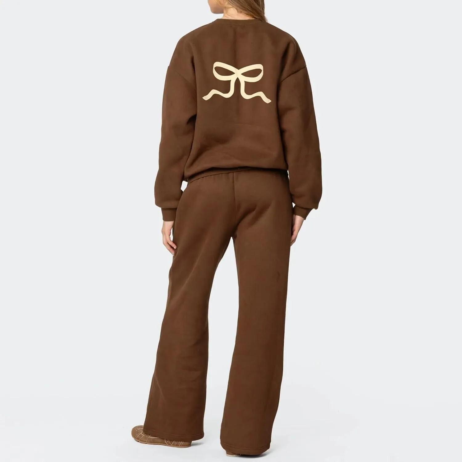 Bow Sweatsuits for Women Two Piece Tracksuit Graphic Oversized Hoodie Sweatshirt Sweatpants Sweat Set for Teen Girl