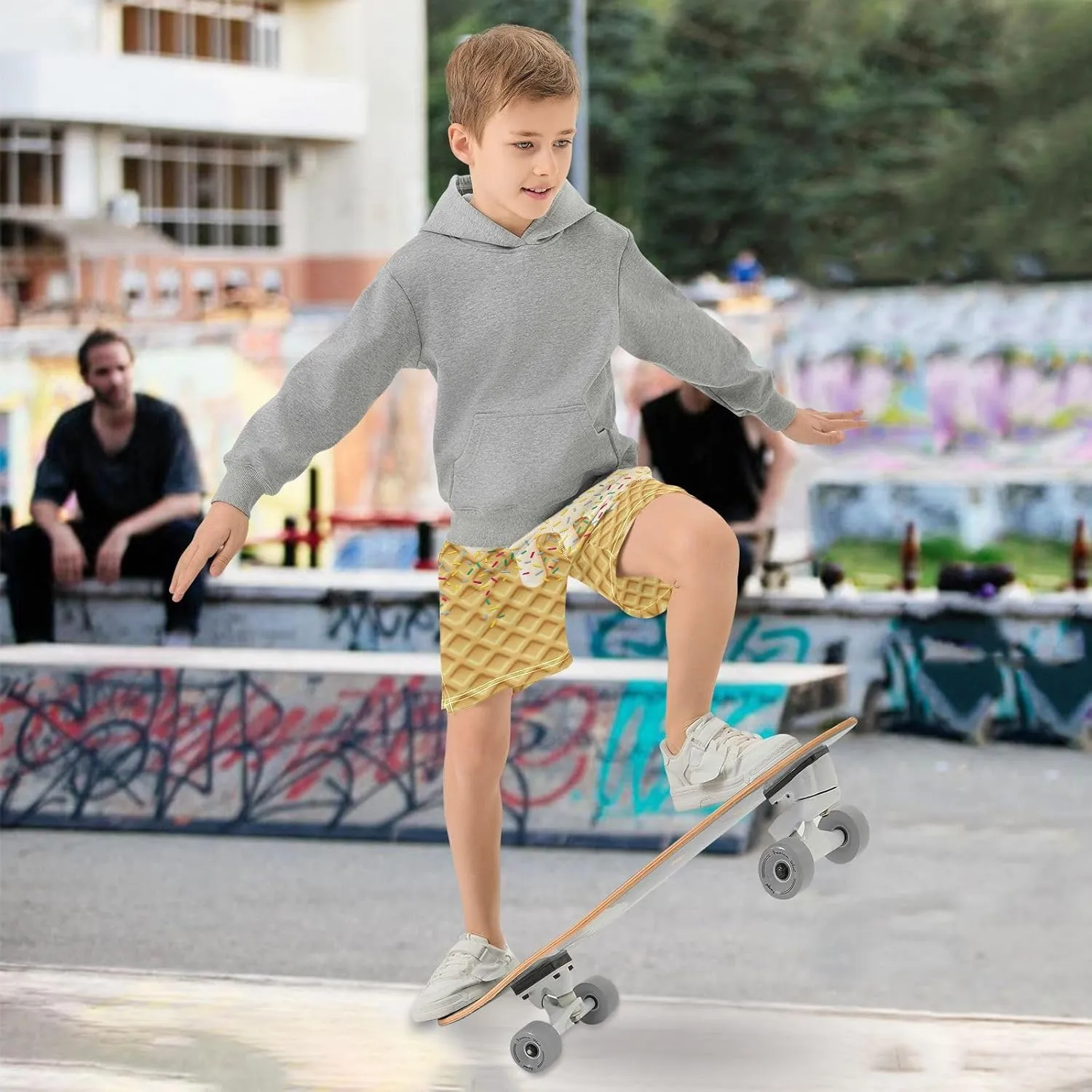 Boys Athletic Shorts Basketball Shorts Melting Ice Cream Teens Hiking Gym Shorts with Pocket for Outdoor Activity 7-15 Y