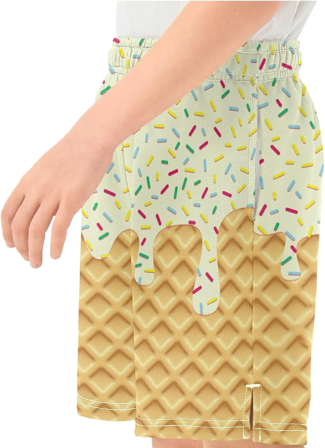 Boys Athletic Shorts Basketball Shorts Melting Ice Cream Teens Hiking Gym Shorts with Pocket for Outdoor Activity 7-15 Y