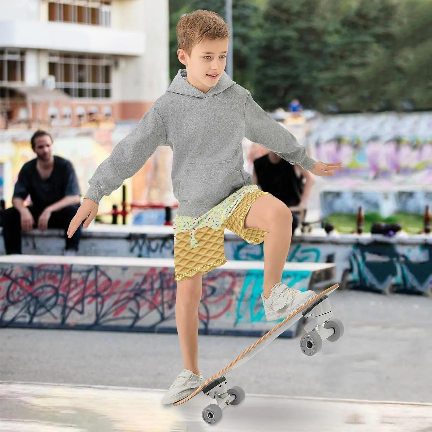Boys Athletic Shorts Basketball Shorts Melting Ice Cream Teens Hiking Gym Shorts with Pocket for Outdoor Activity 7-15 Y