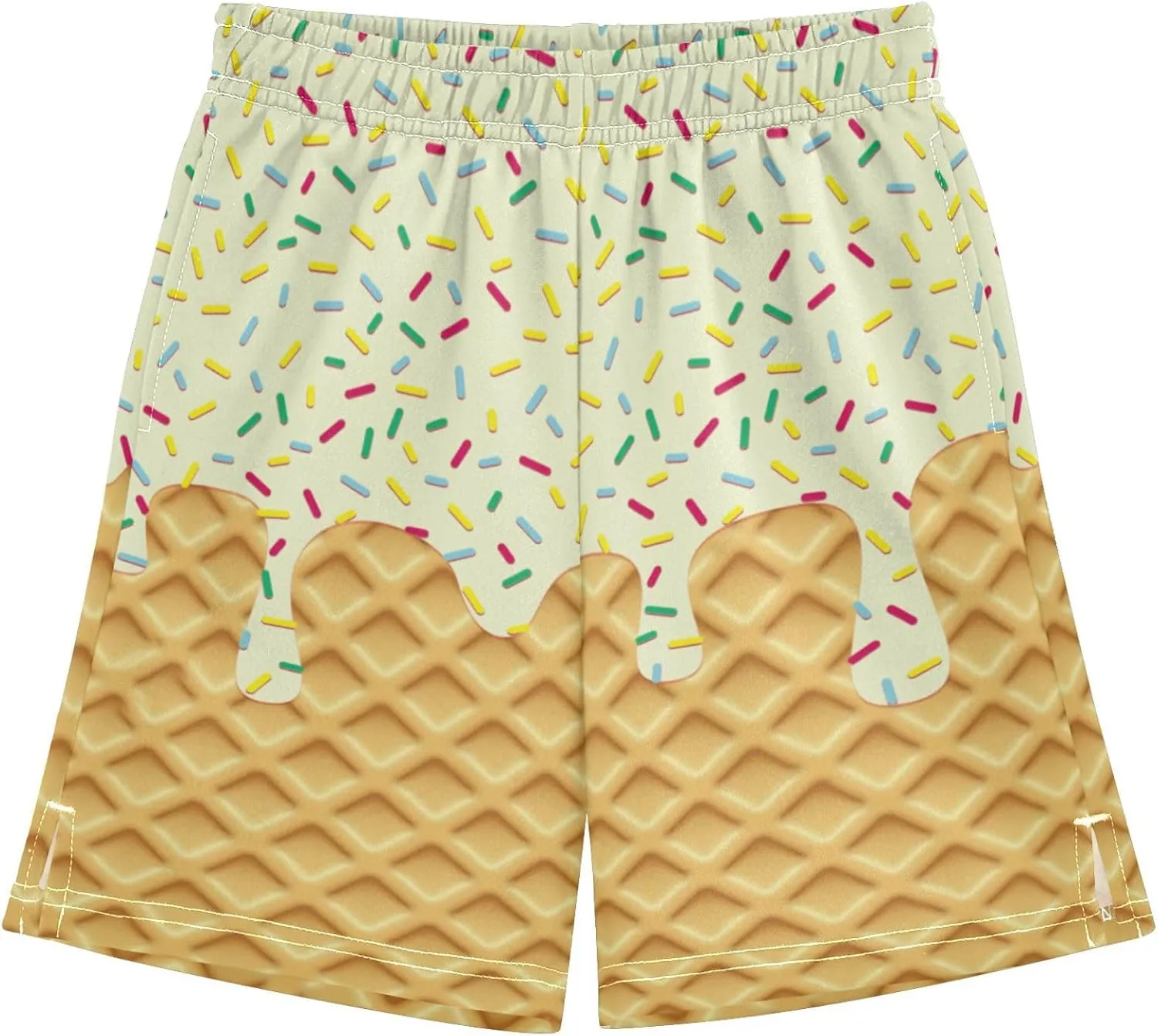 Boys Athletic Shorts Basketball Shorts Melting Ice Cream Teens Hiking Gym Shorts with Pocket for Outdoor Activity 7-15 Y