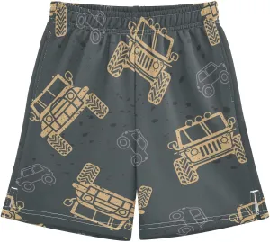 Boys Casual Shorts, Elastic Waist Athletic Gym Shorts with Pockets for Active Kids 7-15Y