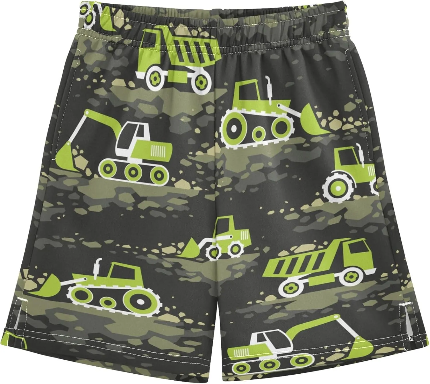 Boys Casual Shorts, Elastic Waist Athletic Gym Shorts with Pockets for Active Kids 7-15Y