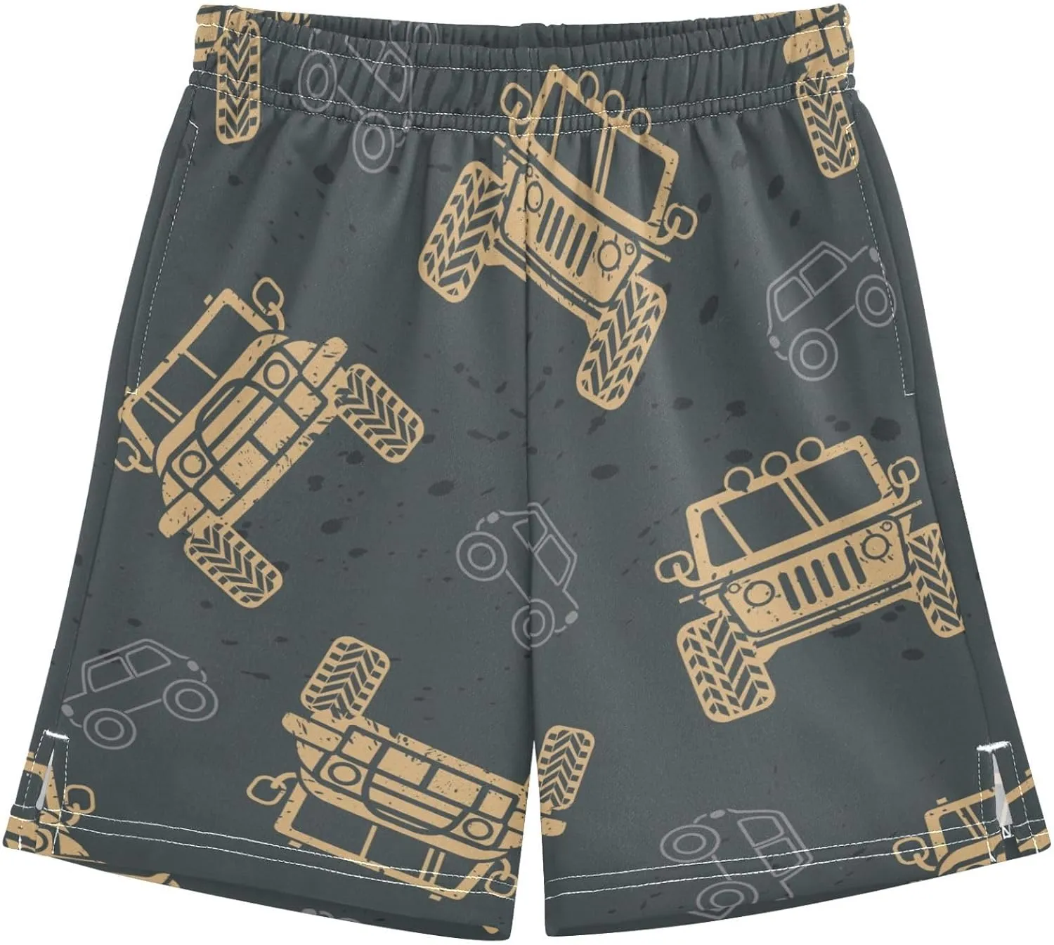 Boys Casual Shorts, Elastic Waist Athletic Gym Shorts with Pockets for Active Kids 7-15Y