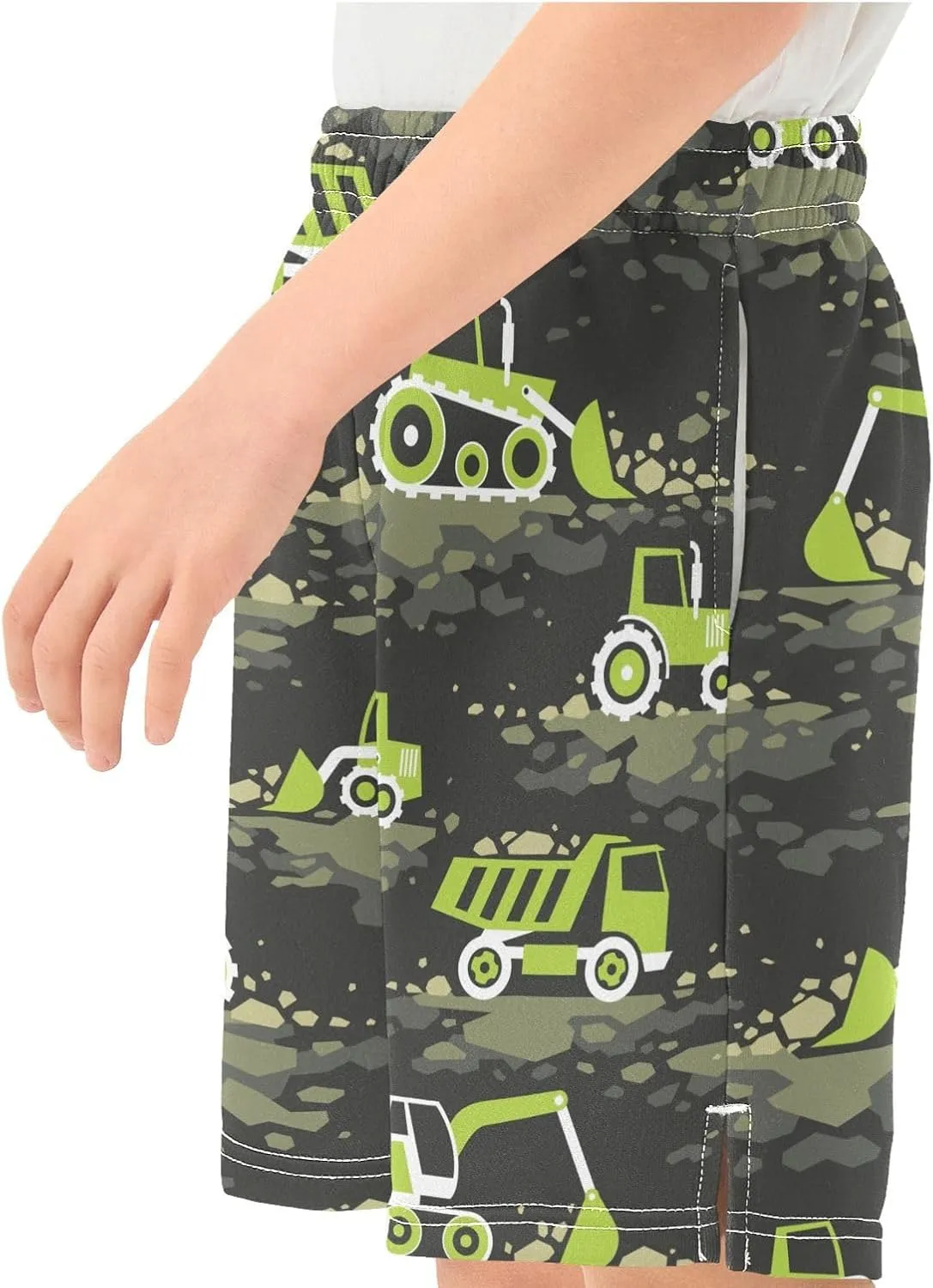 Boys Casual Shorts, Elastic Waist Athletic Gym Shorts with Pockets for Active Kids 7-15Y