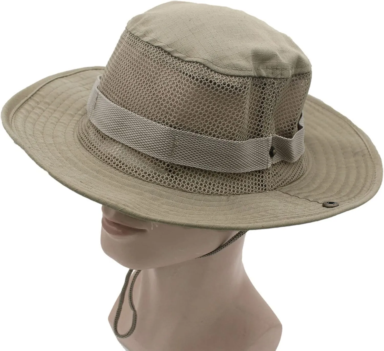 Breathable Mesh Safari Boonie Hat Men's Women's Sun Protection Wide Brim Bucket Hat Foldable Travel Outdoor Sun Hat