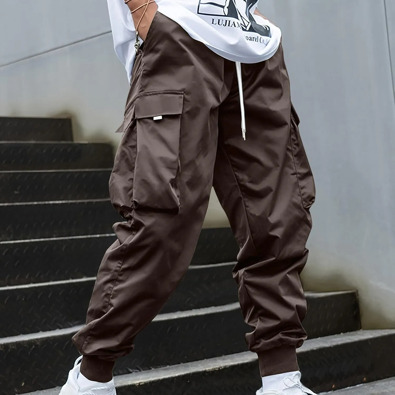 Cargo Joggers Men Baggy Casual Athletic Jogger Cargo Pants Drawstring Fashion Y2k Streetwear PantalóN Cargo Hombre