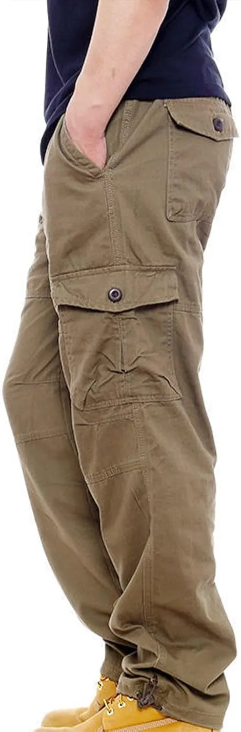 Cargo Pants for Men Relaxed Fit Hiking Work Pants Workout Joggers with Multi Pockets Ripstop Flex Camo Tactical Pants