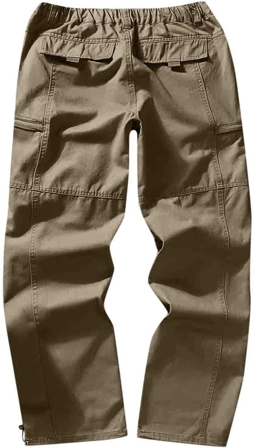 Cargo Pants for Men Relaxed Fit Leg Cargo Pants with Pockets Mens Sweatpants Big and Tall Fleece Lined Cargo Trousers