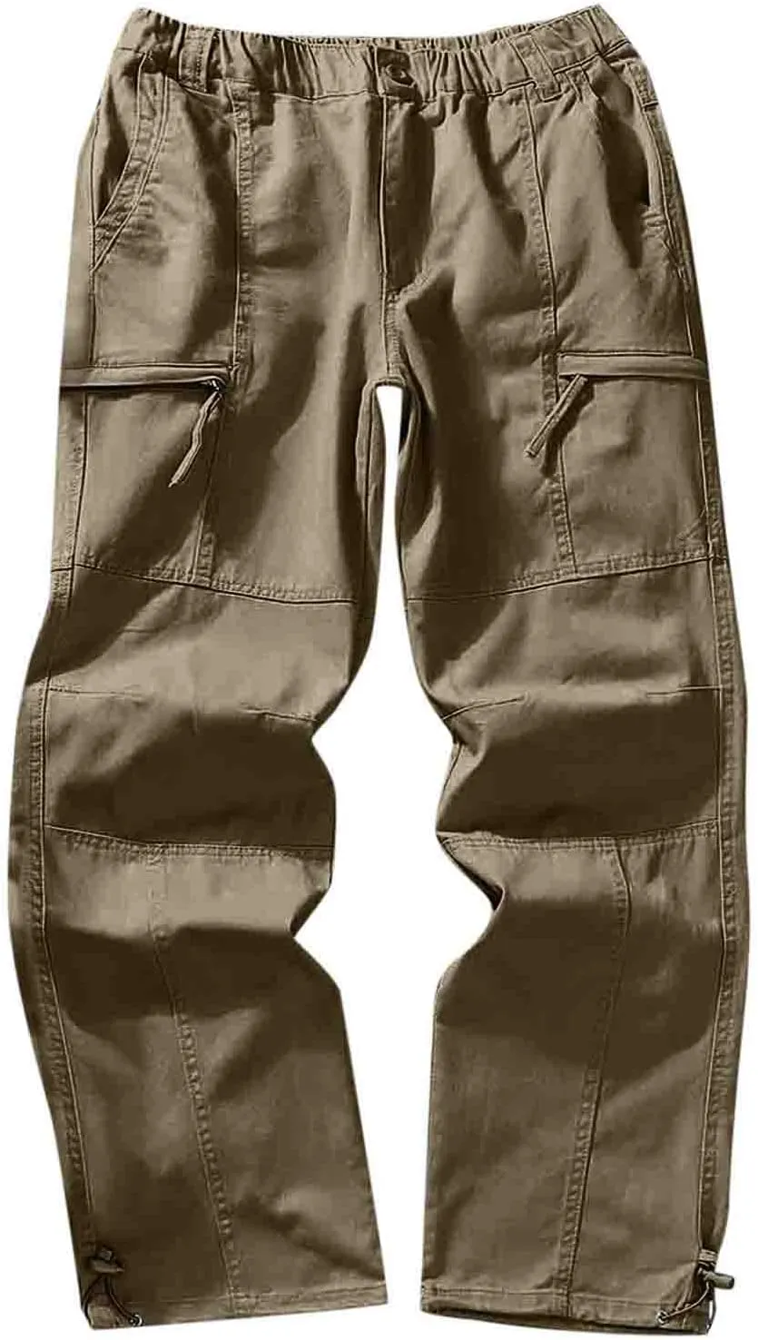 Cargo Pants for Men Relaxed Fit Leg Cargo Pants with Pockets Mens Sweatpants Big and Tall Fleece Lined Cargo Trousers