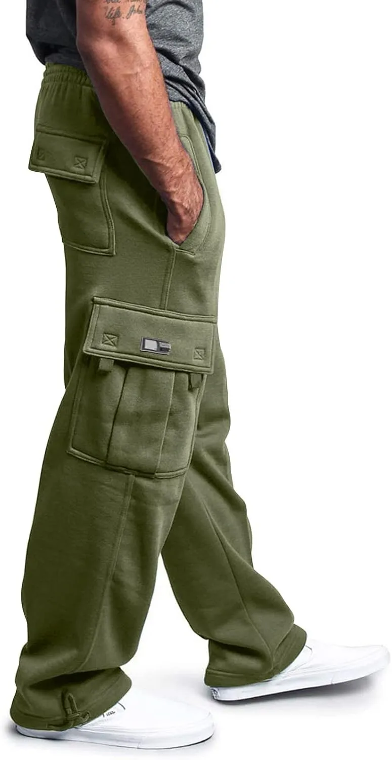 Cargo Pants for Men Sports Hat Multi Woven Pocket Foot Rope Solid Pants Street Cargo Tie Mens Cargo Drawstring