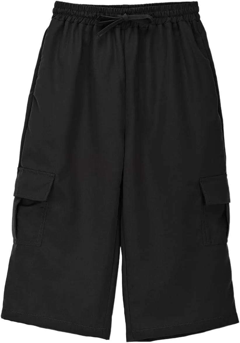 Cargo Shorts for Boys Capri Pants 3/4 Joggers Athletic Khaki Shorts School Uniform Quick Dry Cargo Pants Sweatpants