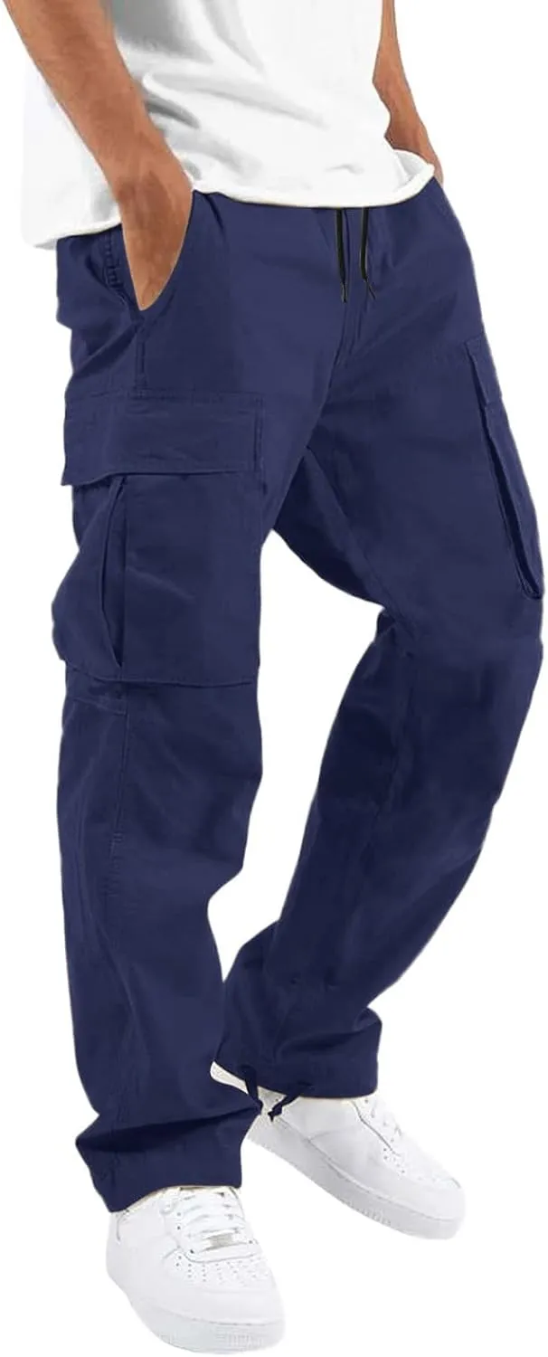 Cargo Sweatpants for Men Big and Tall Wild Cargo Pants White Cargo Athletic Long Pants Fashion Casual Jogger Trouser