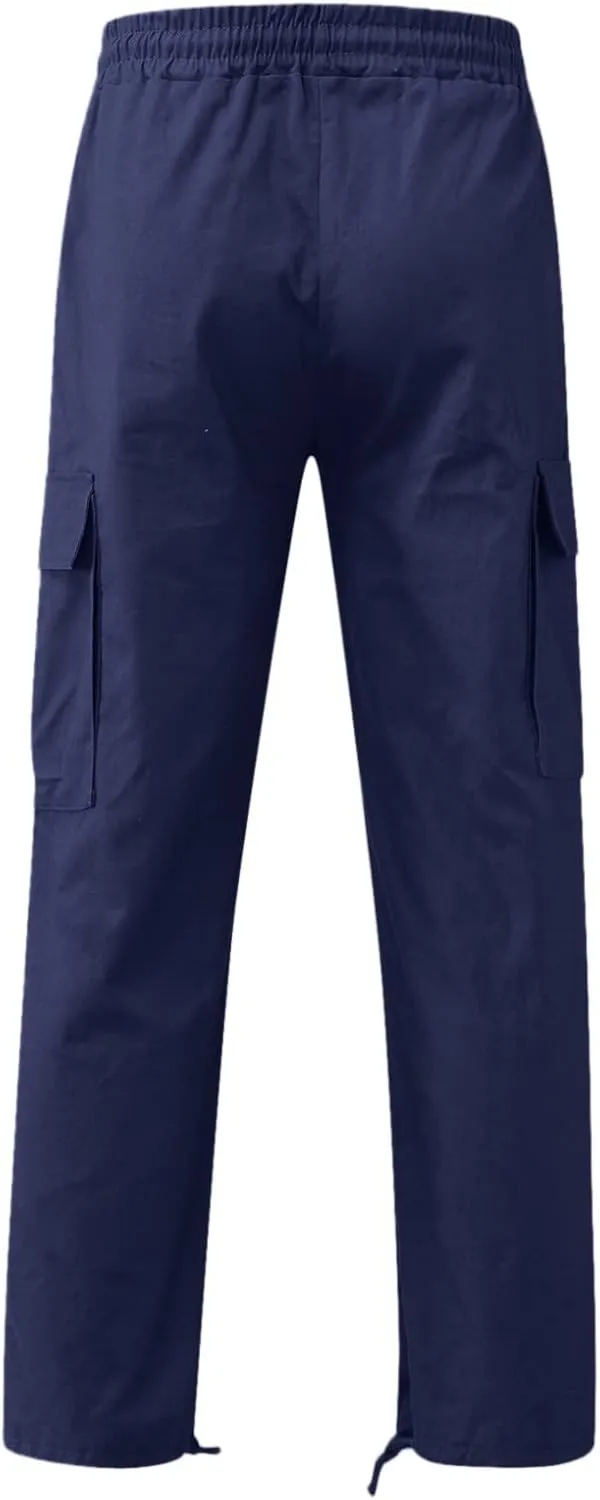 Cargo Sweatpants for Men Big and Tall Wild Cargo Pants White Cargo Athletic Long Pants Fashion Casual Jogger Trouser