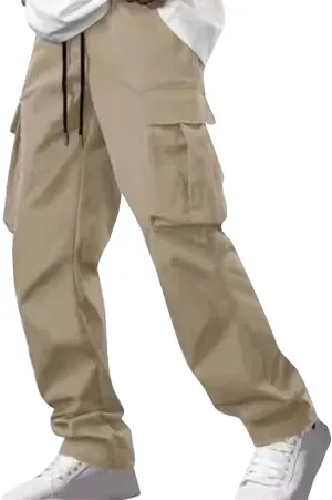Cargo Sweatpants for Men Open Bottom Lightweight Hiking Pants Workout Casual Baggy Drawstring Joggers with Pockets