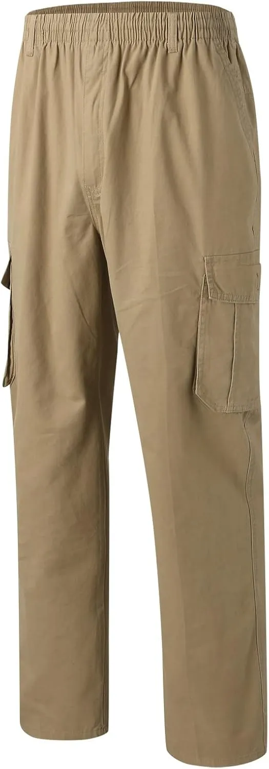 Cargo Trousers for Men Relaxed Fit Cargo Pants Men's Heavyweight Cargo Fleece Sweatpants Stretch Elastic Waist Jogger