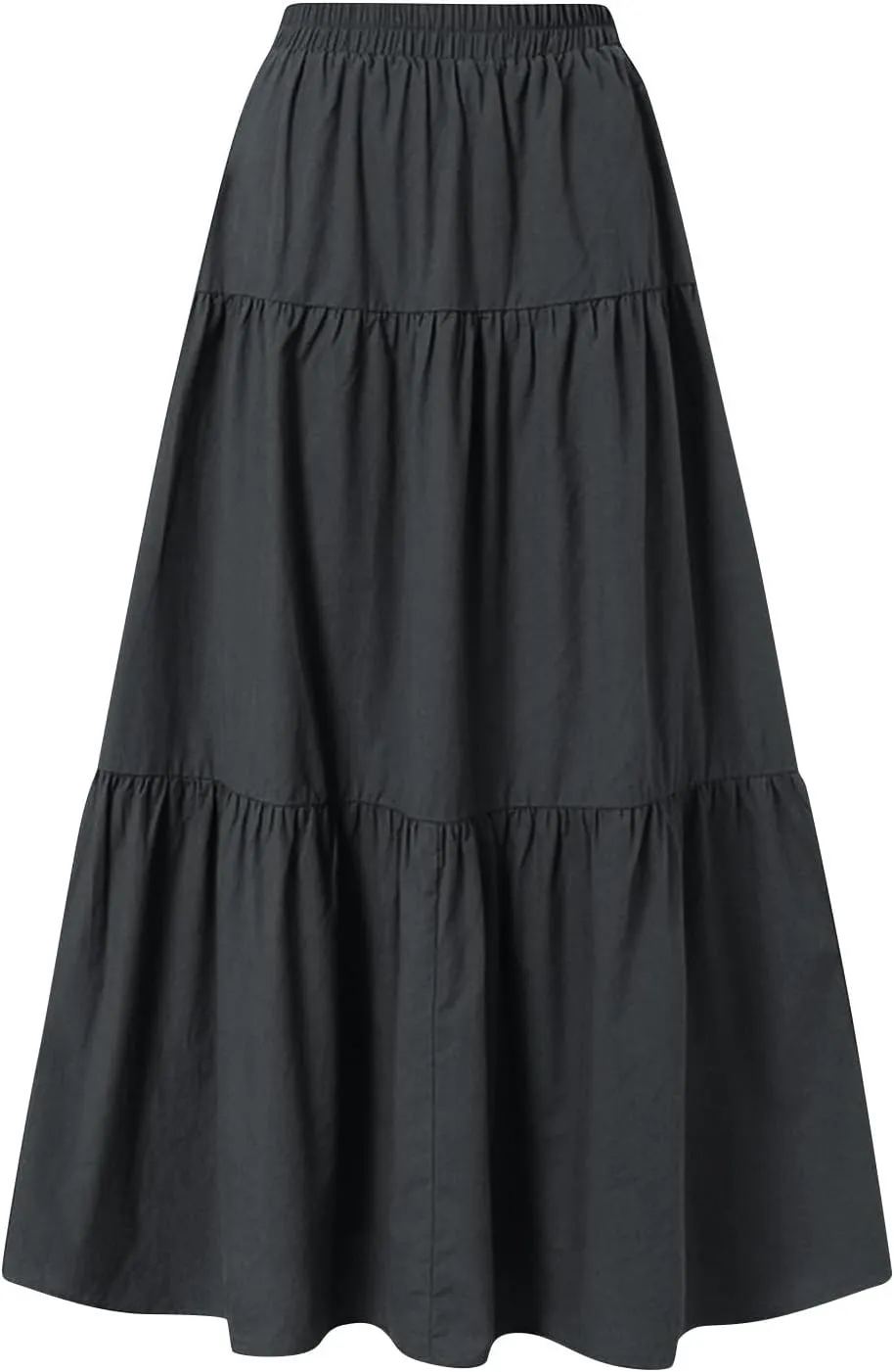 Casual Maxi Skirt for Women Summer Drawstring High Waisted A-Line Skirts Flowy 3-Layer Tiered Ruffle Skirts Long